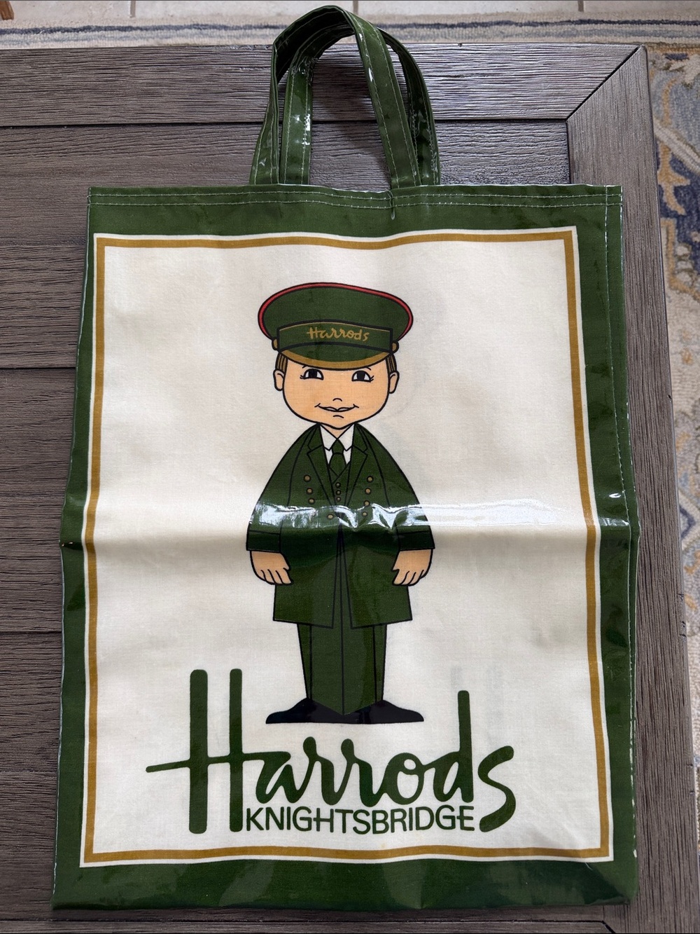5/$20 Harrods vintage oil cloth shopping bag from the Knightsbridge store